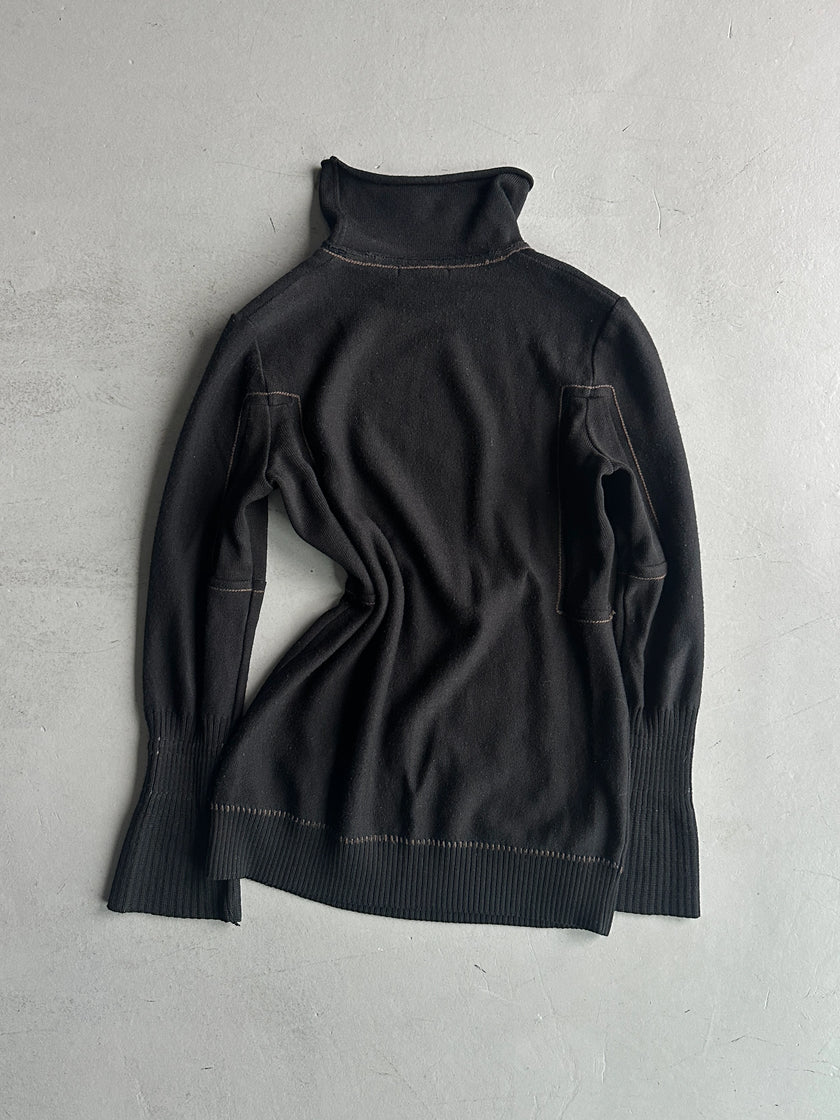MARITHÉ + FRANÇOIS GIRBAUD - 2000s LONG SLEEVE KNIT TOP WITH STITCHING DETAILS