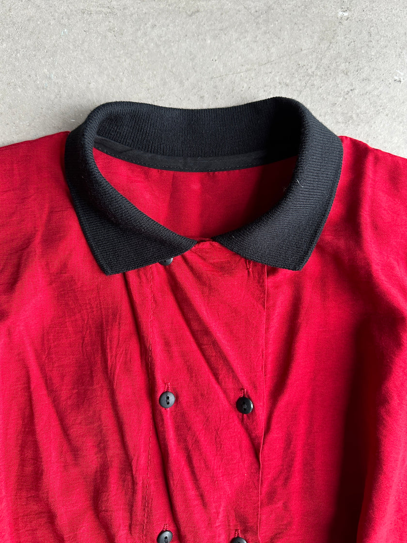 1970s CROP FIT DOUBLE BREASTED POLO BLOUSE