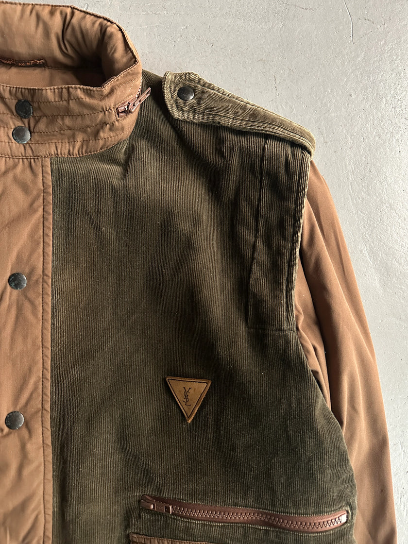 YVES SAINT LAURENT - 1980s CORDUROY JACKET WITH CONTRASTING SLEEVE