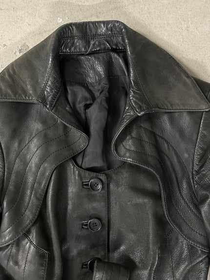 1990s BELTED LEATHER JACKET