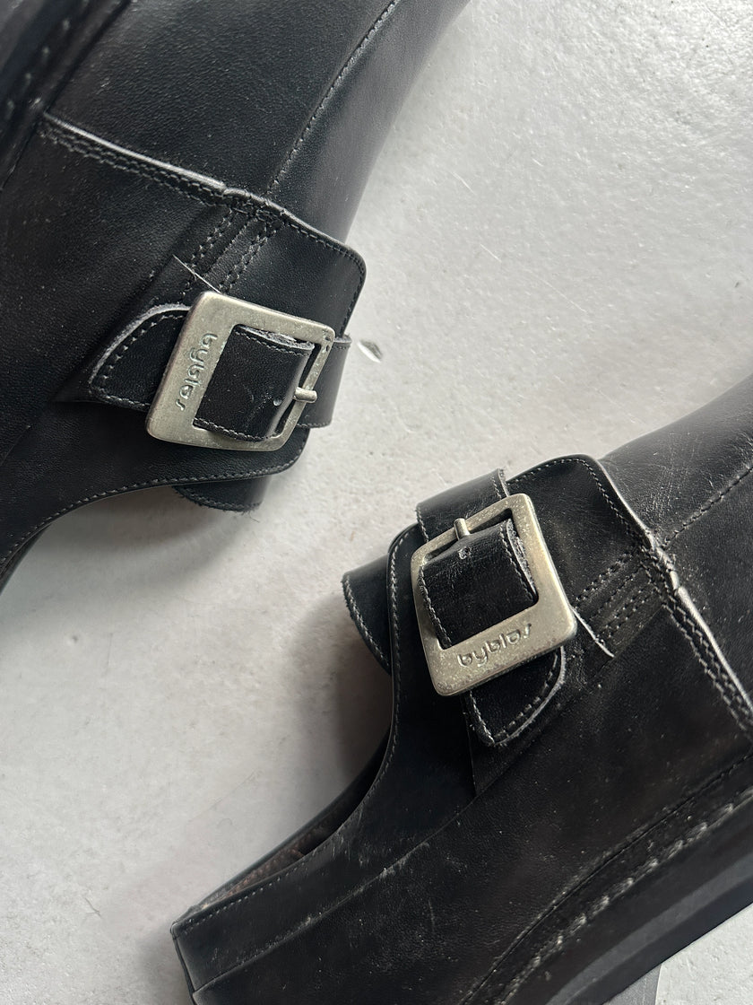 BYBLOS - 1980s MONK LEATHER SHOES