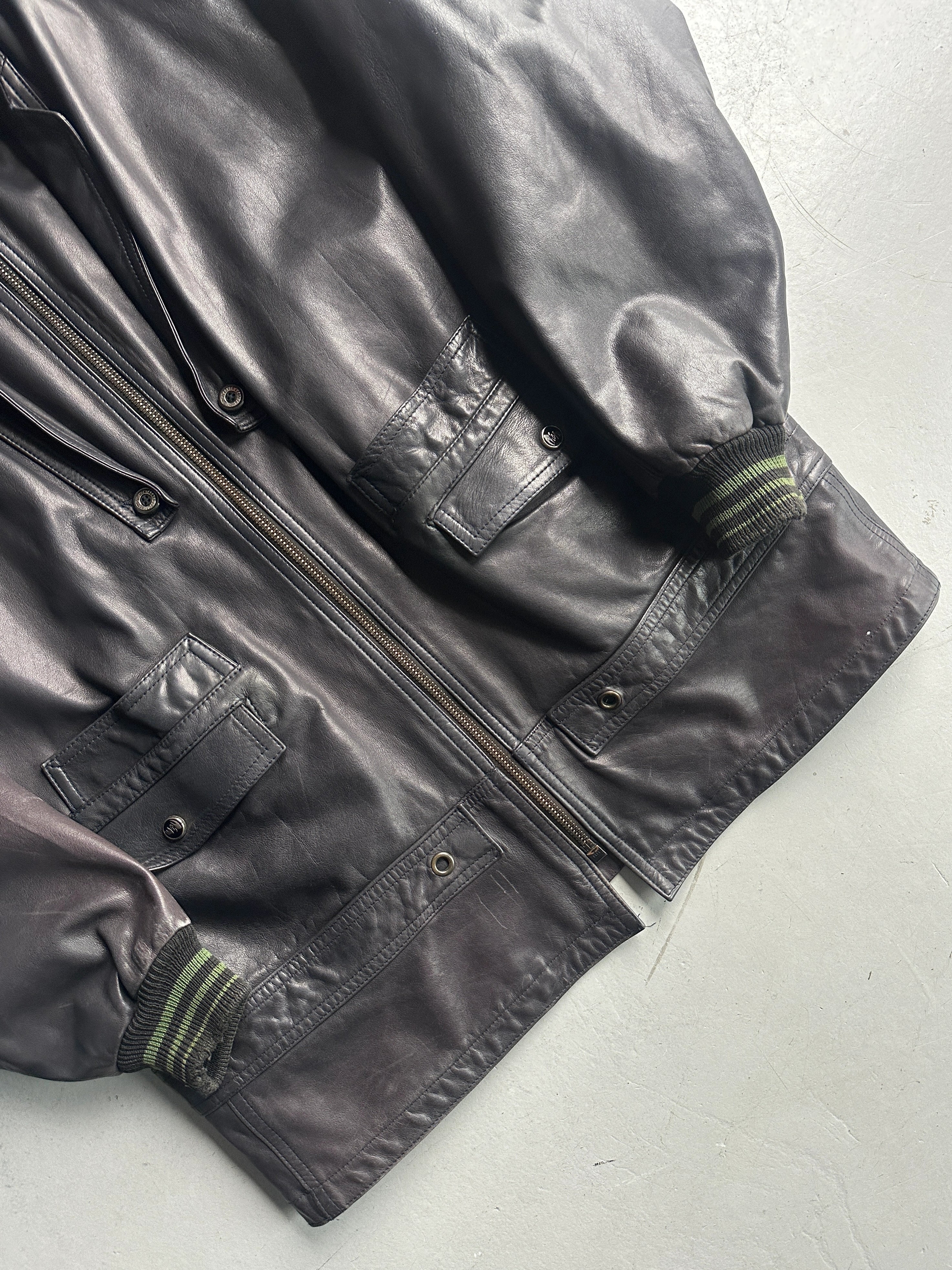 MARITHÉ + FRANÇOIS GIRBAUD X COMPAGNIE DES MONTAGNES & DES FORETS - 1980s LAYERED FRONT LEATHER JACKET