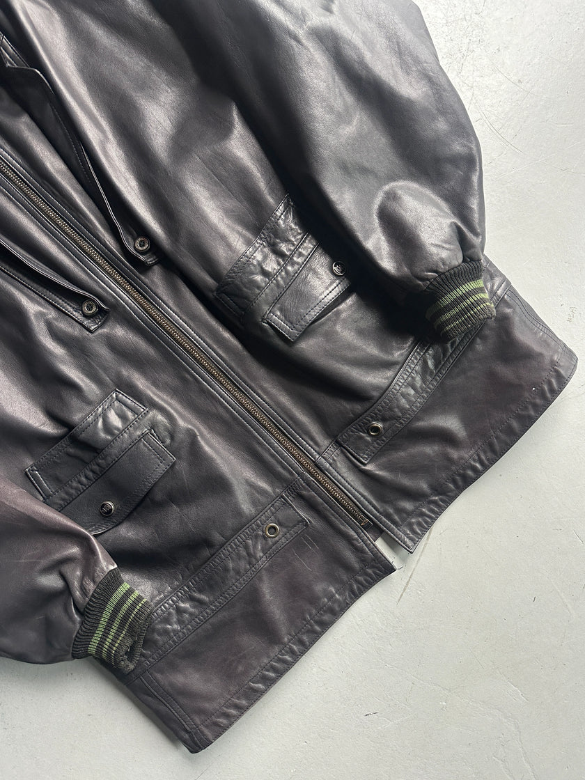 MARITHÉ + FRANÇOIS GIRBAUD X COMPAGNIE DES MONTAGNES & DES FORETS - 1980s LAYERED FRONT LEATHER JACKET