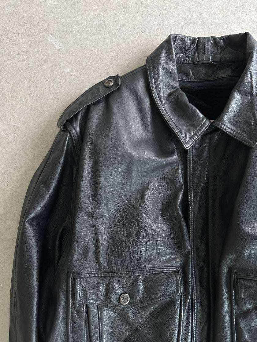 1970s LEATHER AVIATOR BOMBER JACKET