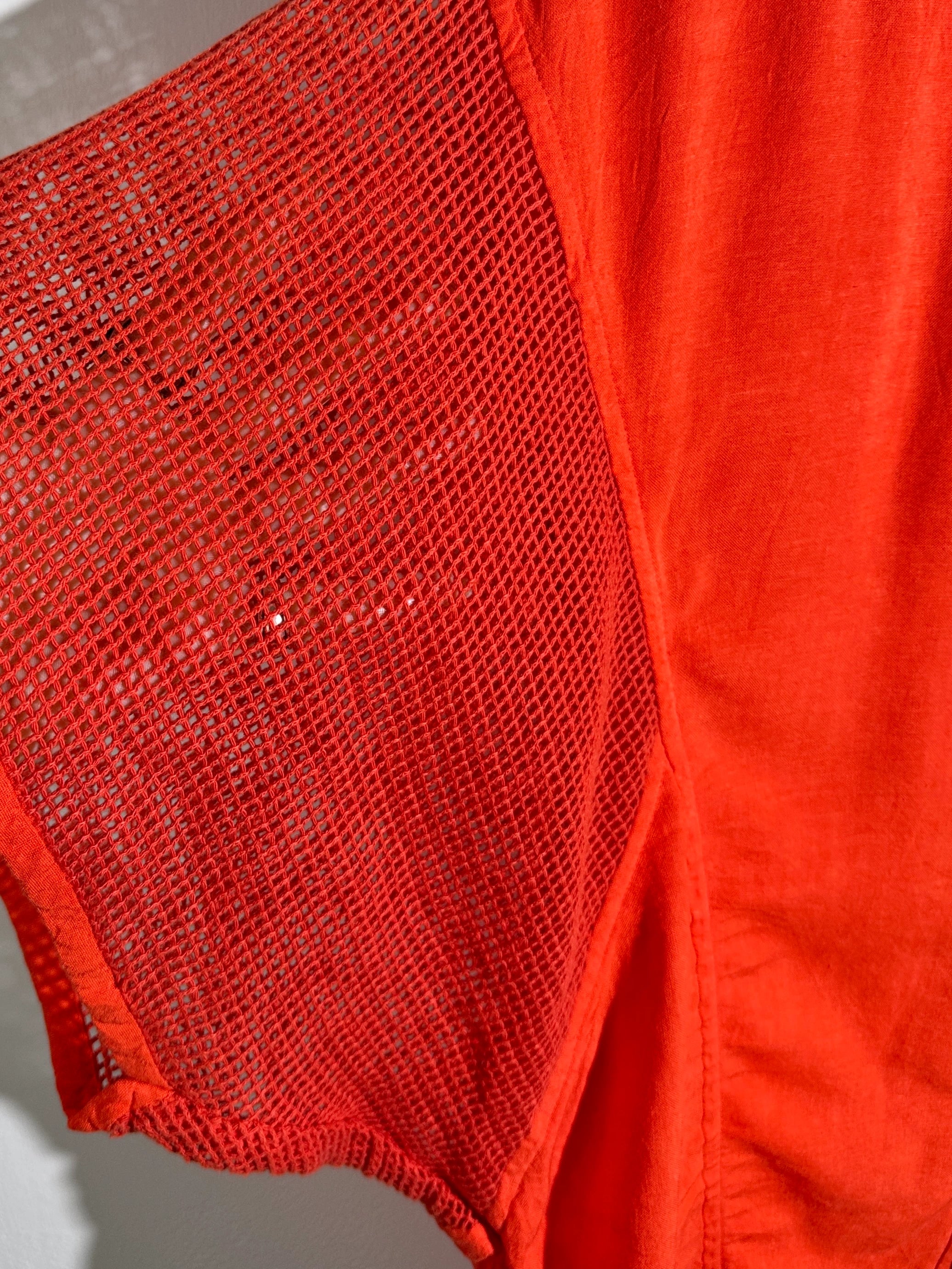 ISSEY MIYAKE - S/S 2014 RELAXED FIT SHIRT WOTH MESH PANELED MESH SLEEVE