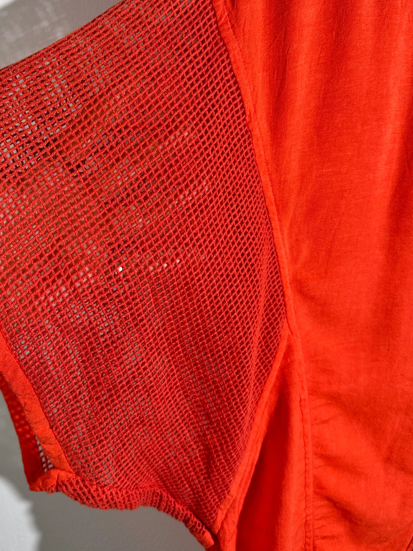 ISSEY MIYAKE - S/S 2014 RELAXED FIT SHIRT WOTH MESH PANELED MESH SLEEVE