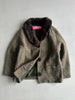 JUNYA WATANABE COMME DES GARÇONS MAN - A/W 2004 FUR COLLAR TWEED BLAZER WITH OVERSIZED BUTTONS