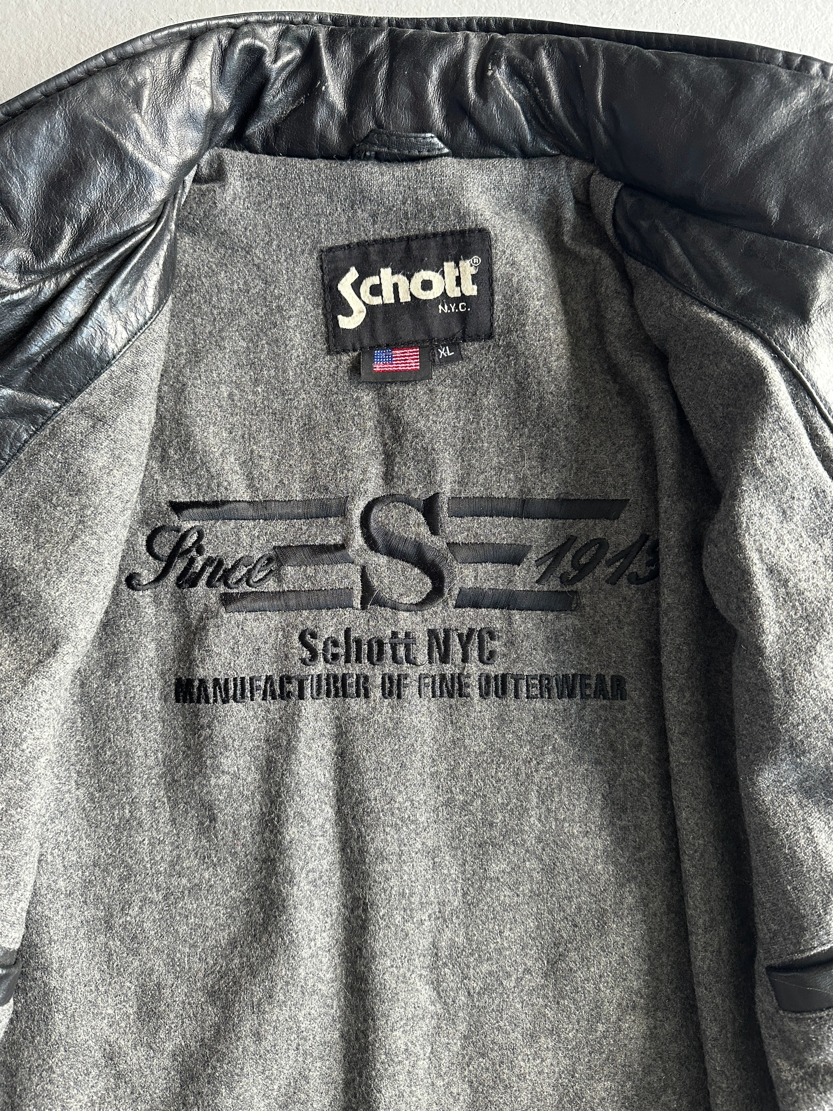 SCHOTT - 1990s MIDI LENGTH LEATHER CARGO JACKET