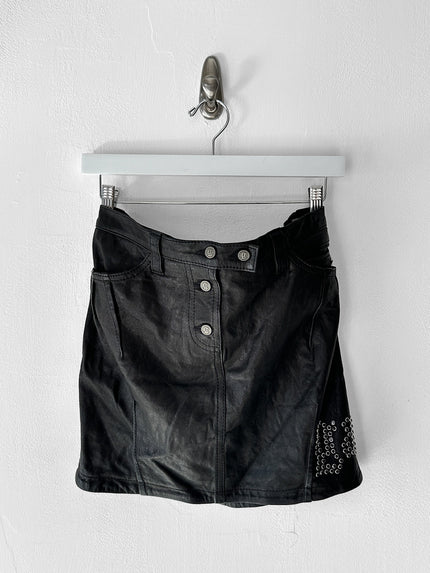 GALLIANO BY JOHN GALLIANO - F/W 2008 MINI LEATHER SKIRT WITH LOGO STUDS