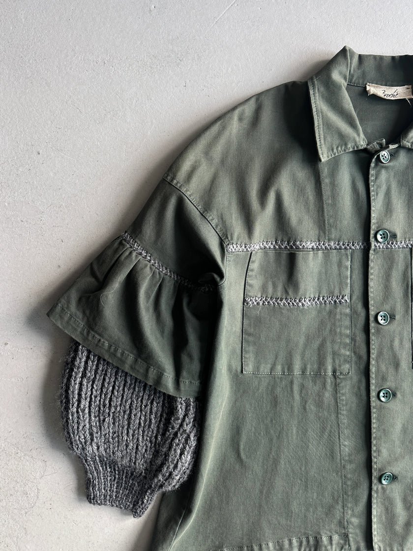 1990s ASYMMETRICAL SHIRT WITH WOOL LAYERED SLEEVE