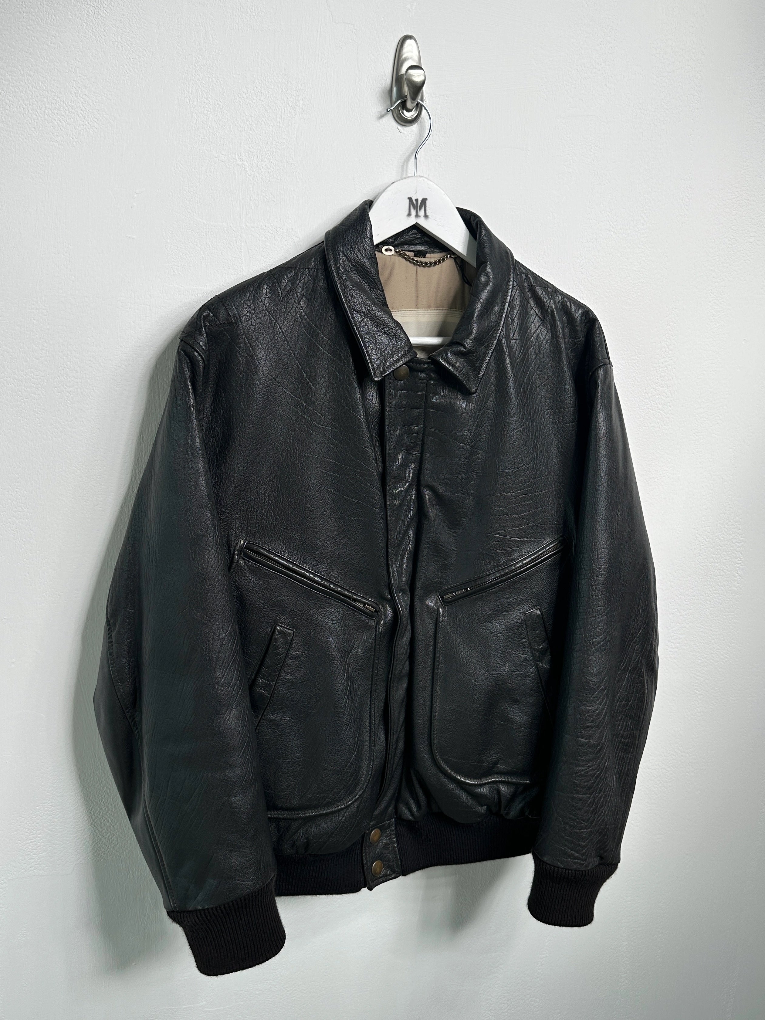 EMPORIO ARMANI - 1980s LEATHER BOMBER JACKET