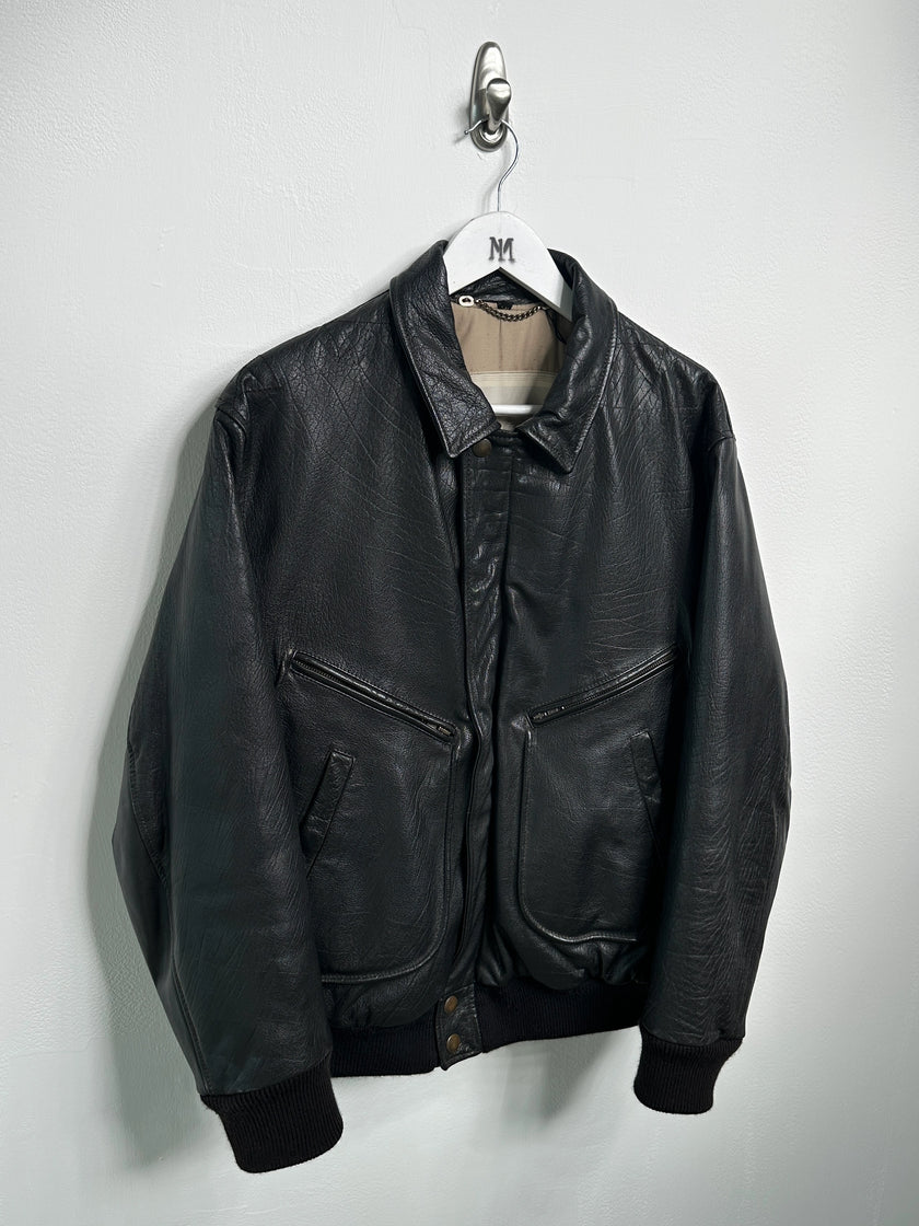 EMPORIO ARMANI - 1980s LEATHER BOMBER JACKET