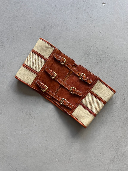 DSQUARED² – 2000s STRAW & LEATHER BELT WITH BUCKLES
