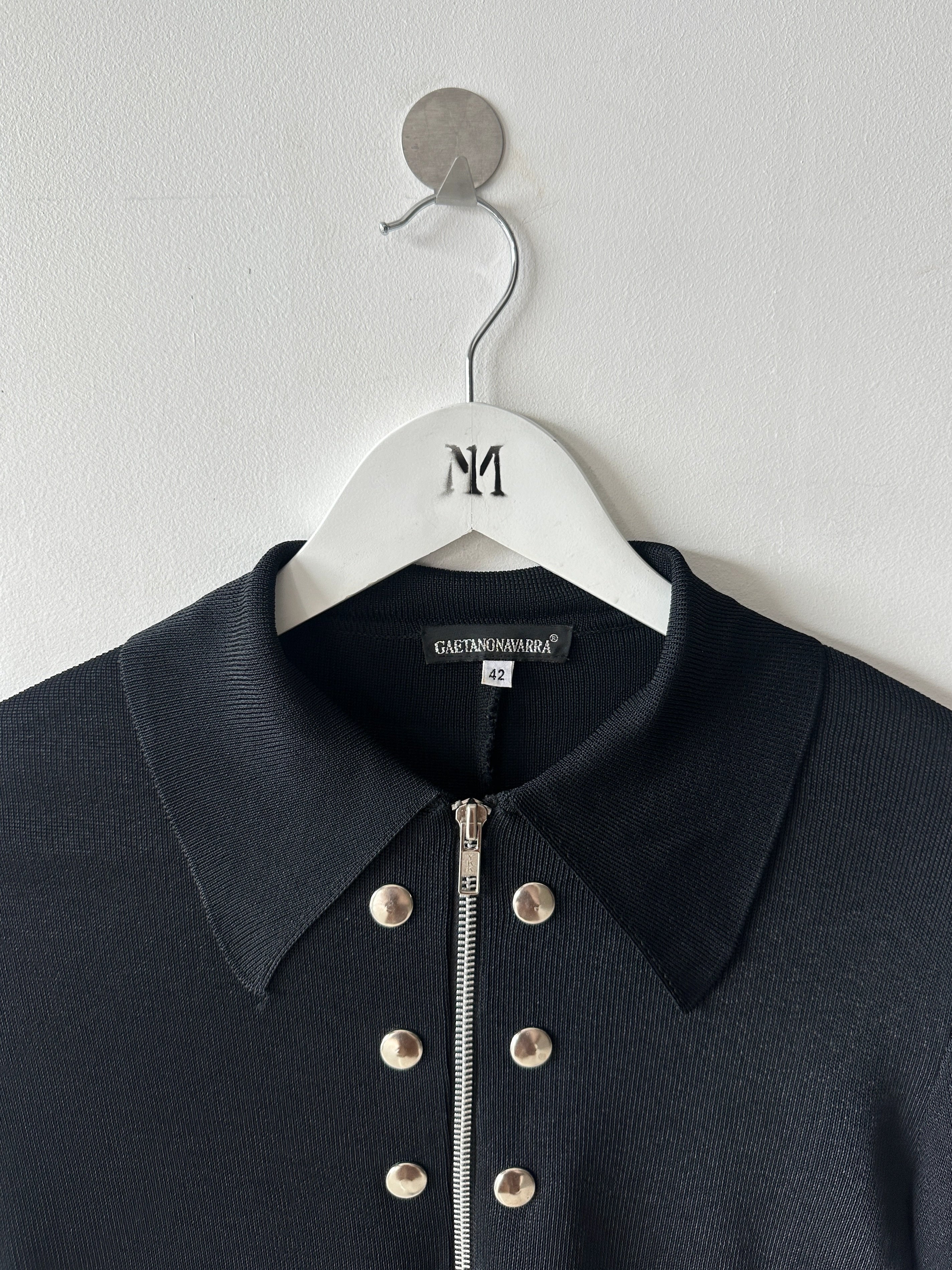 GAETANO NAVARRA - late 1990s KNITTED POLO WITH STUD DETAILS
