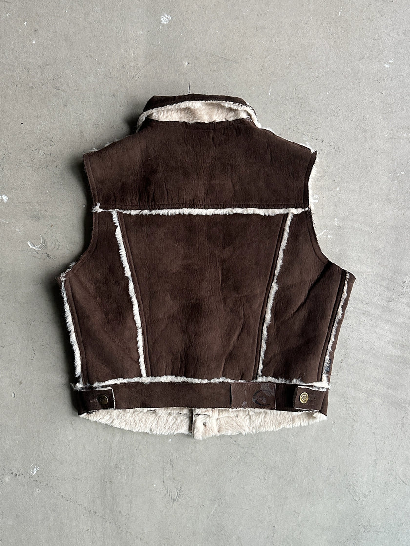 JUST CAVALLI - 2000s CROP FIT SHEARLING GILET JACKET