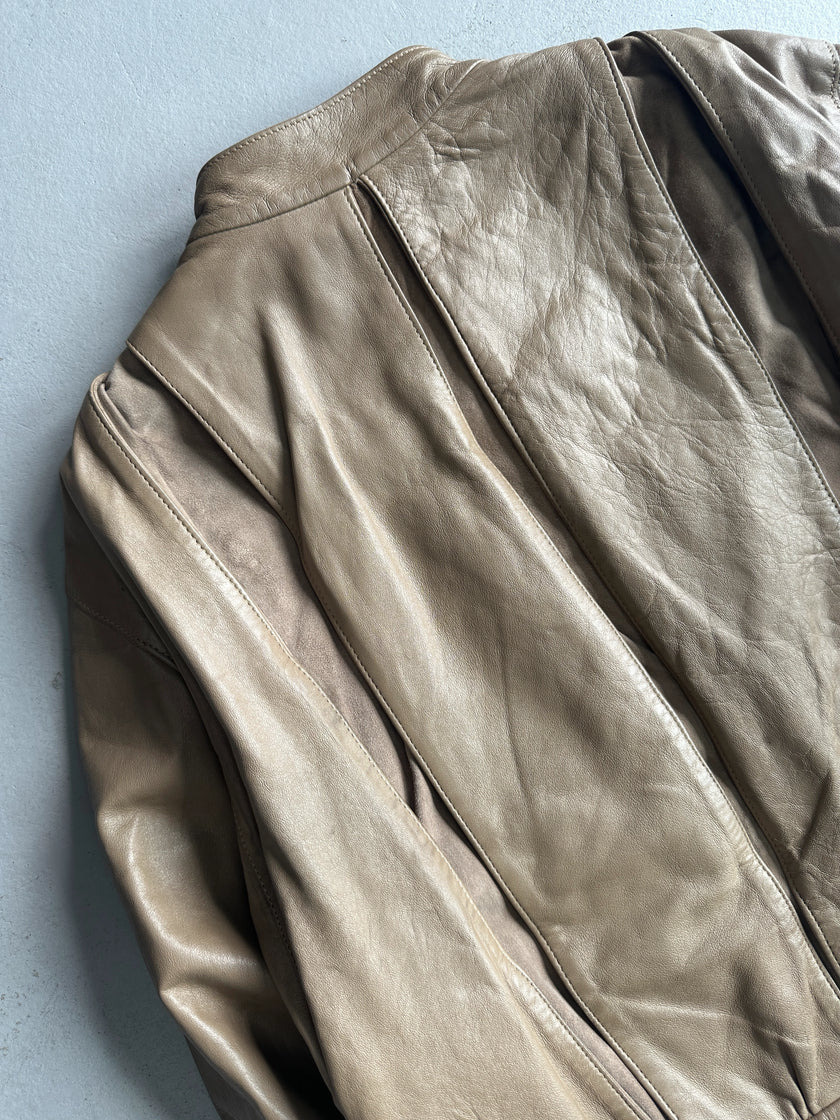 1980s BOXY FIT LEATHER PANELED JACKET