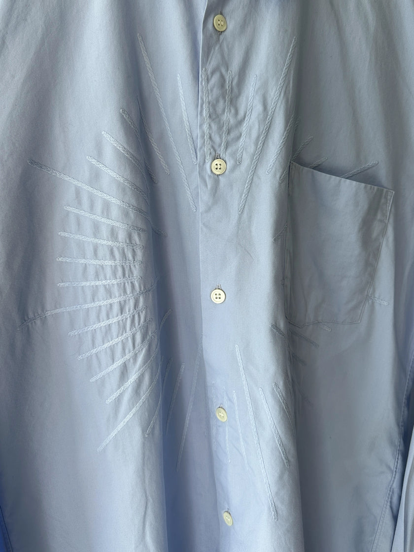 COMME DES GARÇONS - 2000s LONG SLEEVE SHIRT WITH TONAL EMBROIDERED DETAILS AT FRONT