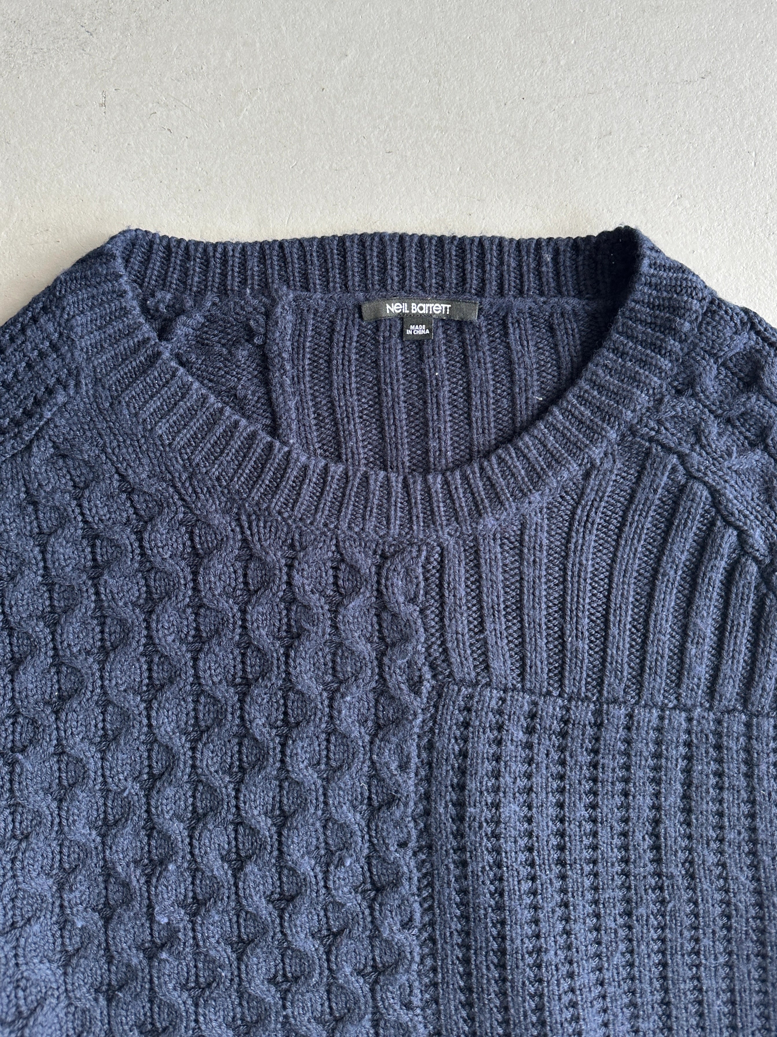 NEIL BARRETT - 2000s BOXY FIT DECONSTRUCTED CHUNKY KNIT JUMPER