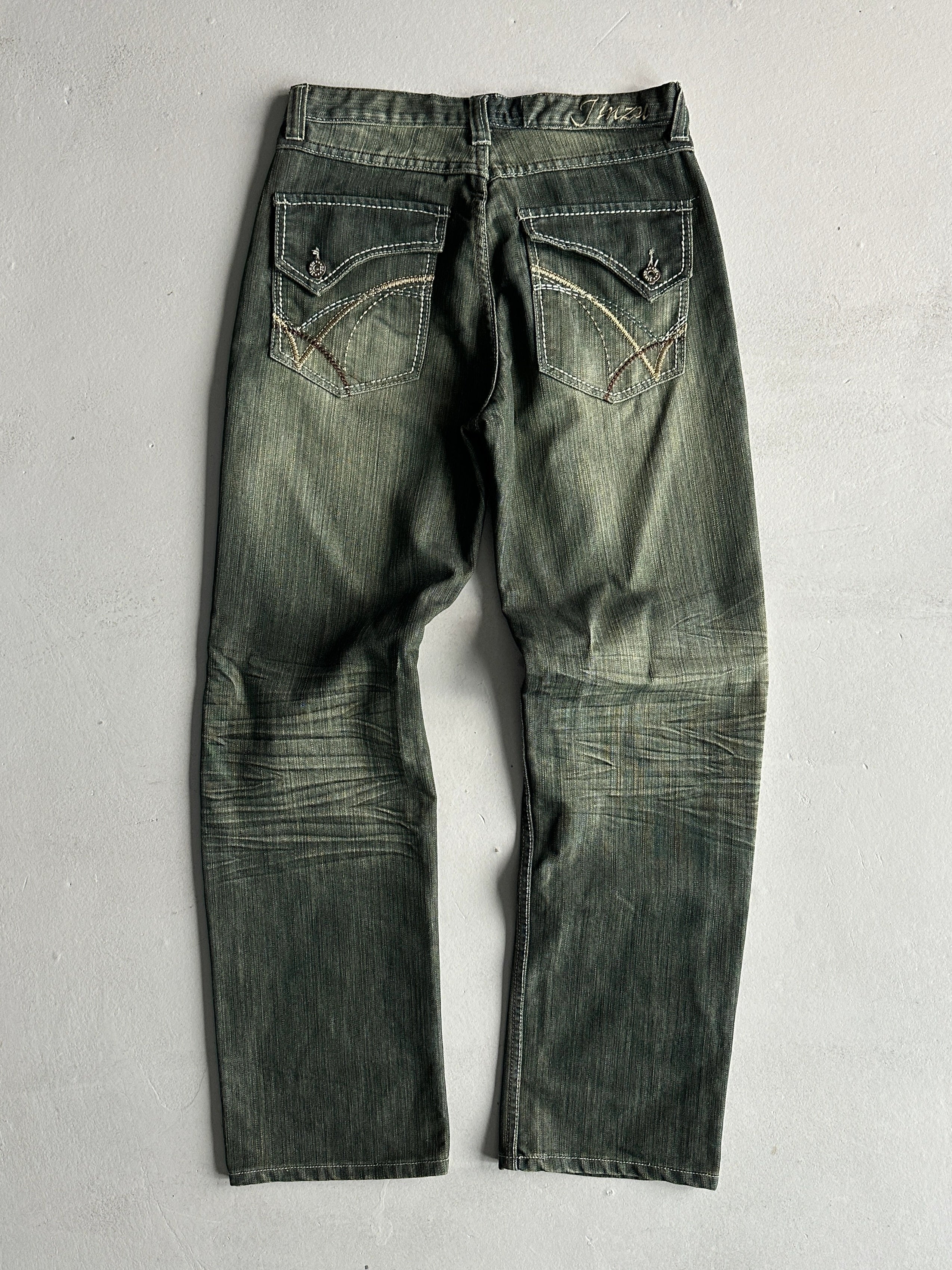 2000s FADED GREEN STRAIGHT FIT JEANS