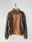 ITALIAN LABEL - 1980s WOOL BOMBER JACKET WITH LEATHER PANELS