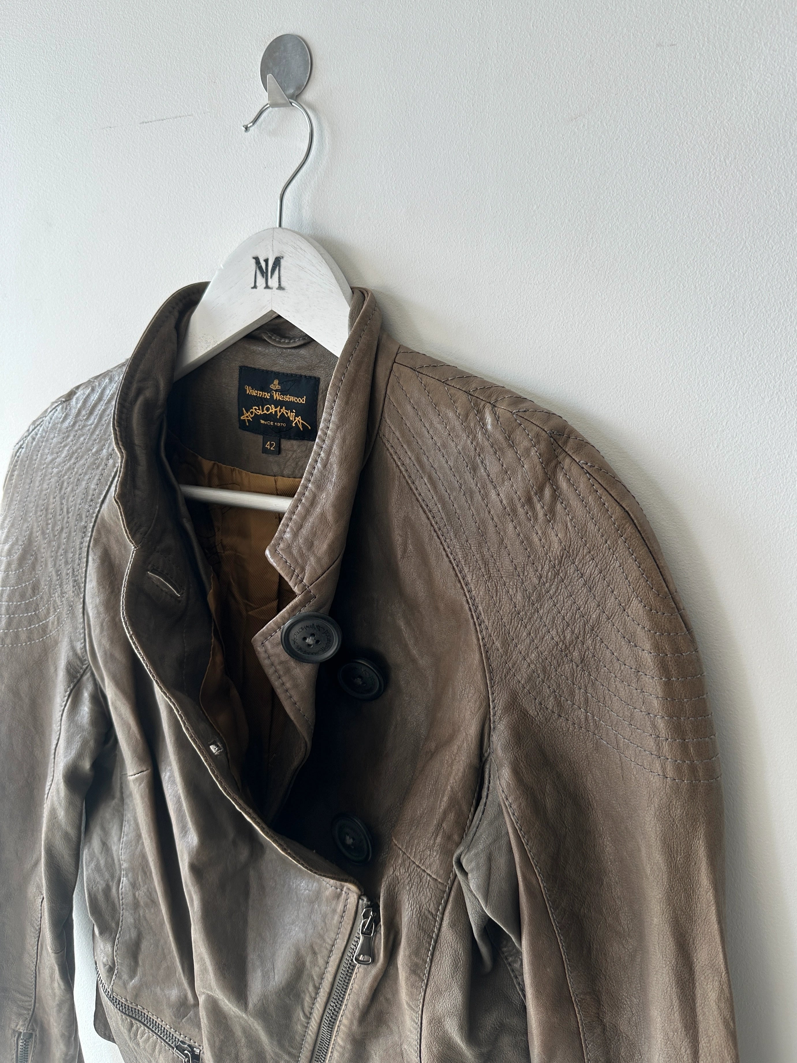 VIVIENNE WESTWOOD - 2000s ASYMMETRIC FRONT LEATHER JACKET