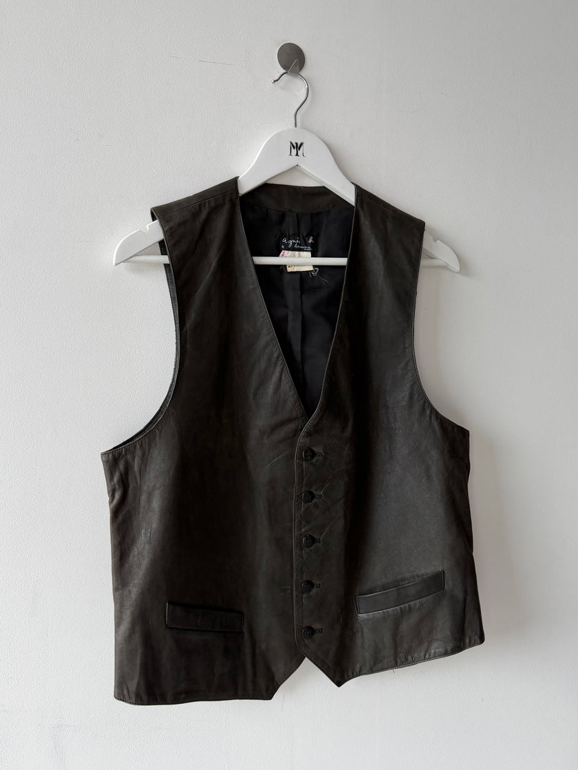 AGNÈS B. - 1990s LEATHER VEST GILET