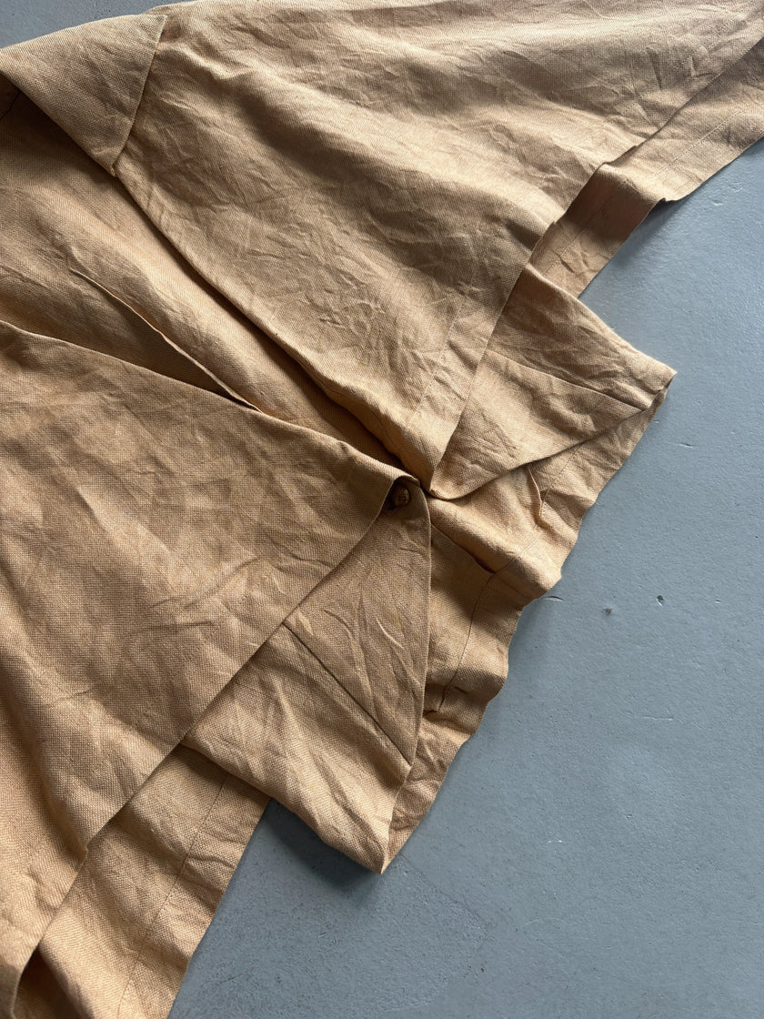 ISSEY MIYAKE - 1990s CROP FIT LINEN CAPE BLOUSE