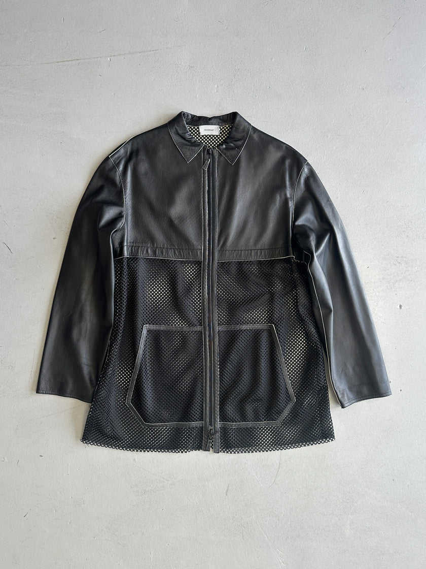 FENDISSIME - 1990s LEATHER AND MESH ZIPPED JACKET