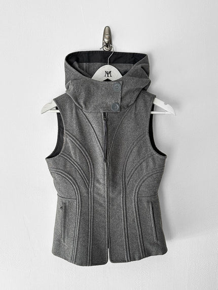 ITALIAN LABEL 2010s ZIPPED HOODED GILET JACKET