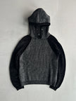 EMPORIO ARMANI - 2000s CHENILLE JUMPER WITH CONTRASTING FRONT AND HOOD