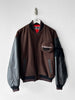 MICHIKO KOSHINO - 1990s BOMBER JACKET WITH CONTRASTING SLEEVE AND DETACHABLE POUCH POCKET
