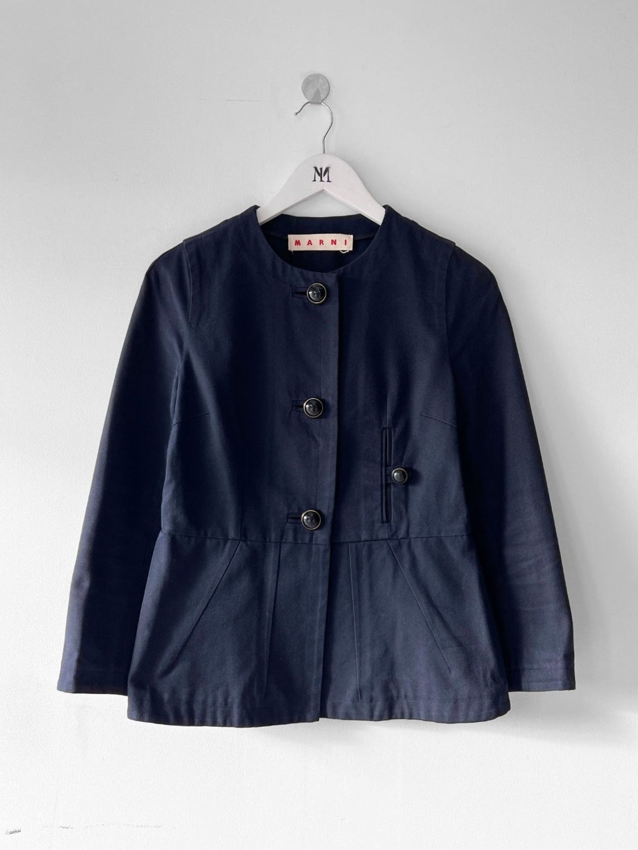 MARNI - 1990s COLLARLESS JACKET WITH PEPLUM HEM