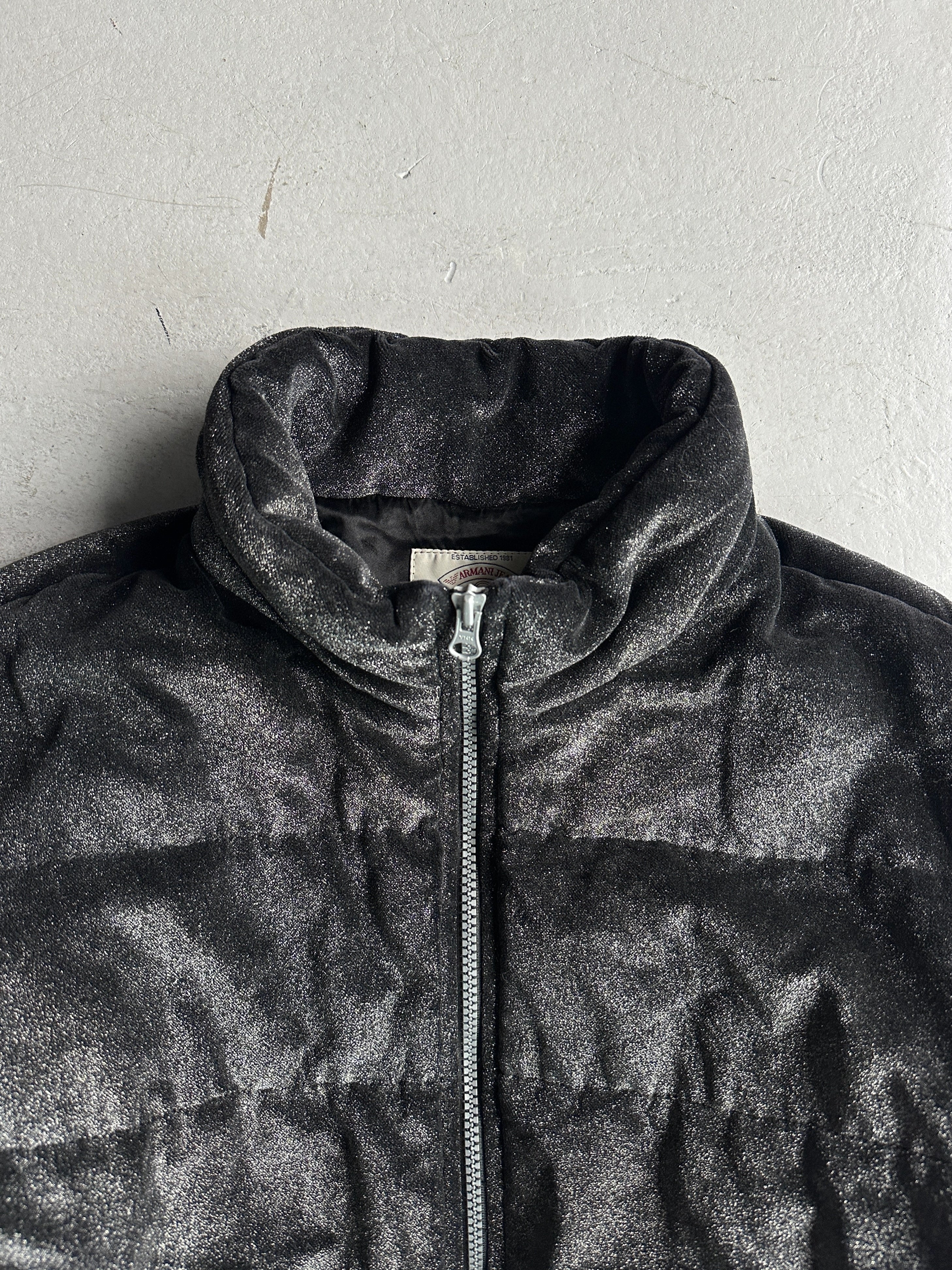 ARMANI JEANS - 2000s CROP FIT GLITTER PUFFER  BOMBER JACKET