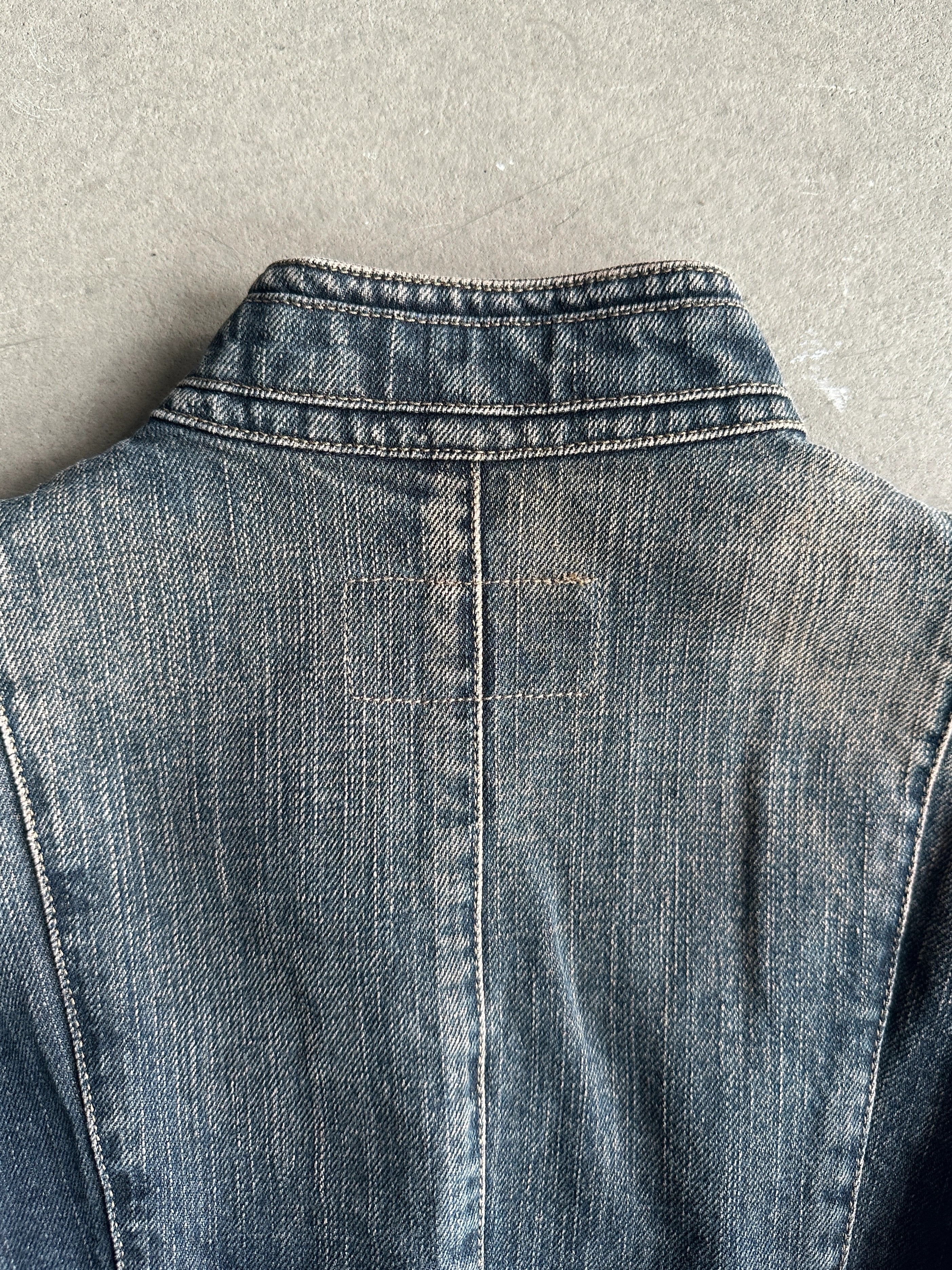 ARMANI JEANS - 2000s INDIGO SERIES 002 MAJORETTE DENIM JACKET WITH SIDE ZIP