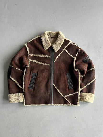 ZINO & JUDY - 1990s PANELED SHEARLING BOMBER JACKET