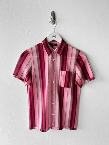 COMME DES GARÇONS - early 2000s OPEN KNIT SHORT SLEEVE BUTTONED SHIRT