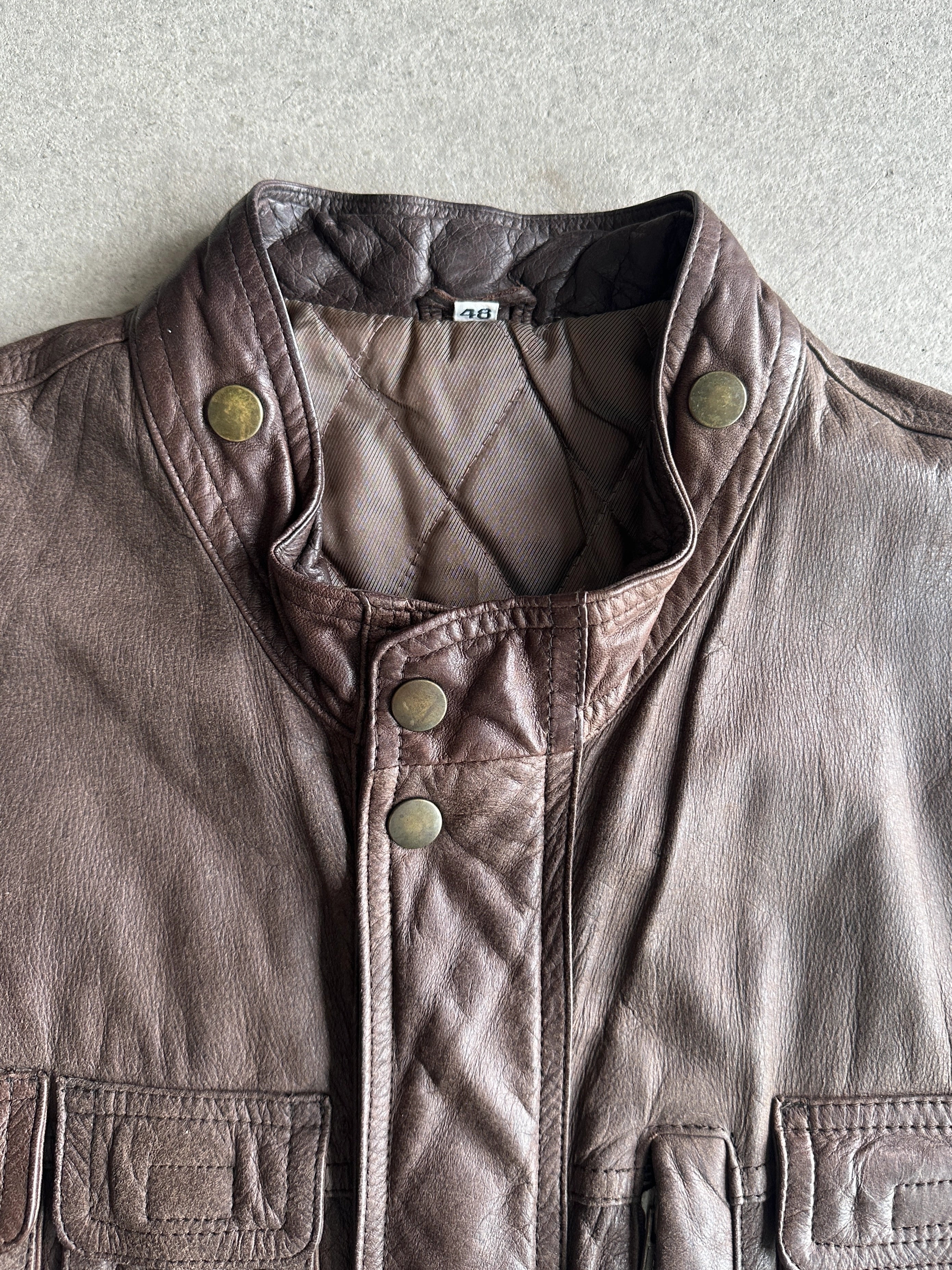 1990s MULTIPOCKET CARGO LEATHER VEST GILET