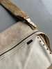 YOHJI YAMAMOTO Y'SACCS - 1990s RECTANGULAR MESSENGER BAG WITH DISTRESSED LEATHER FRONT PANEL