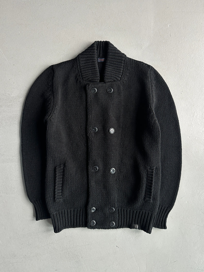 TRUSSARDI - 2000s DOUBLE BREASTED CHUNKY KNIT CARDIGAN