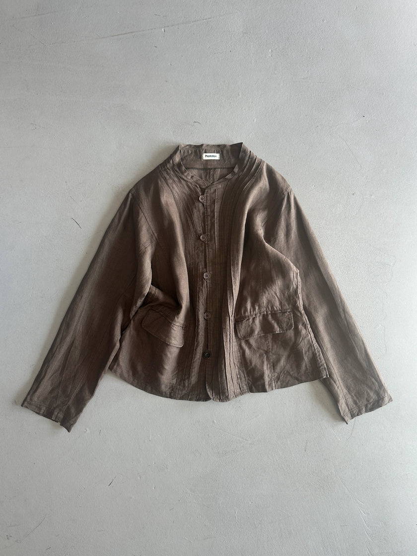 PLANTATION ISSEY MIYAKE - 1990s FLARED HEM LINEN BLOUSE