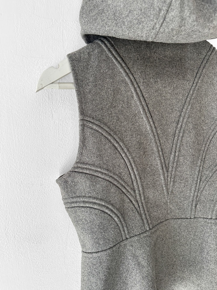 ITALIAN LABEL 2010s ZIPPED HOODED GILET JACKET