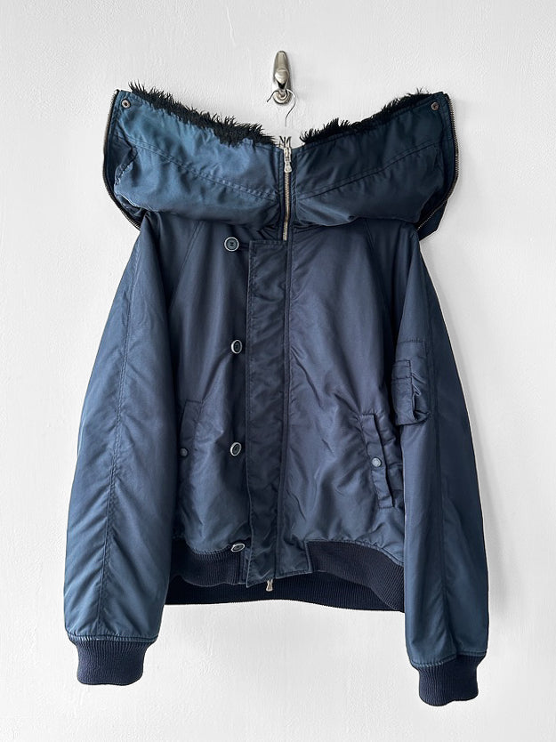 VERSACE - F/W 2003 NYLON BOMBER JACKET WITH OVERSIZED HOOD