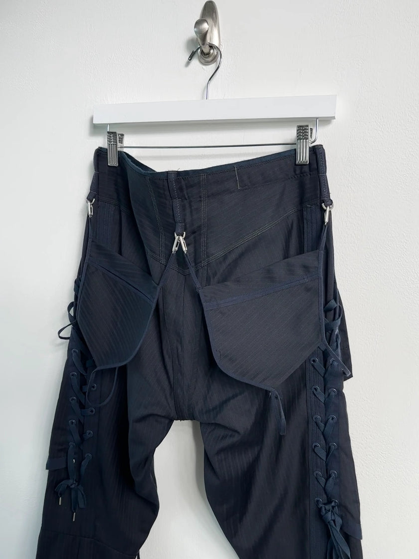 MARITHÉ + FRANÇOIS GIRBAUD - S/S 2009 PINSTRIPED CROPPED CARGO TROUSERS