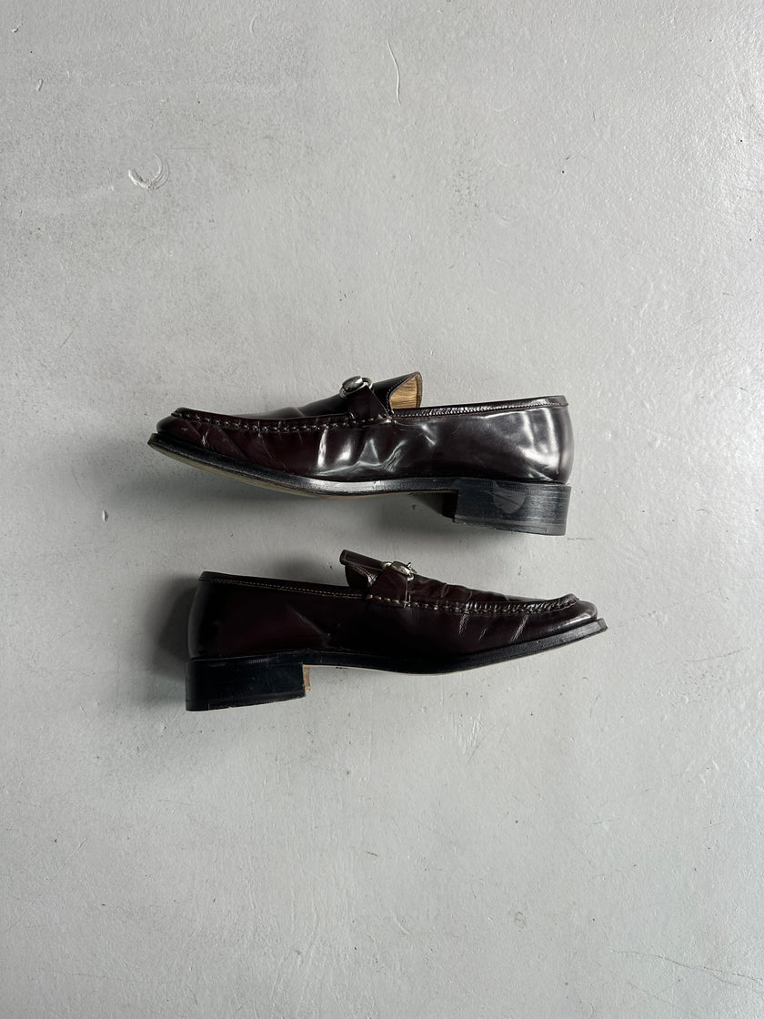 GUCCI - 1980s SQUARE TOE HORSEBIT LOAFERS