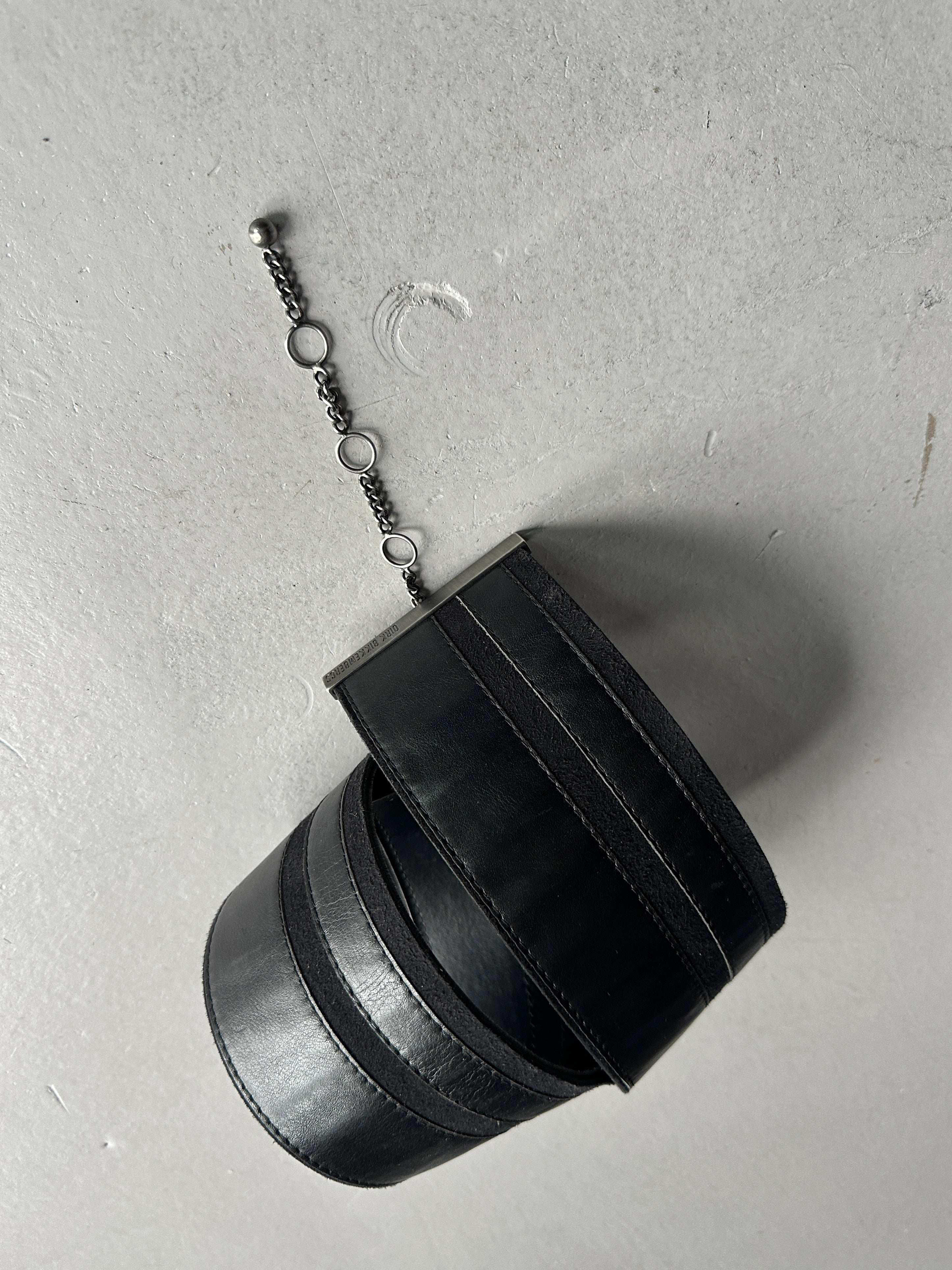 DIRK BIKKEMBERGS - S/S 1998 WIDE LEATHER BELT WITH METAL CHARM DETAIL