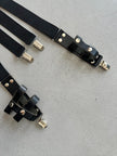 1990s Y BACK SUSPENDERS WITH LEATHER POUCHES