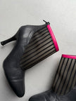LIMI FEU BY LIMI YAMAMOTO - 2000s LEATHER ANKLE BOOTS WITH SHEER MESH PANEL