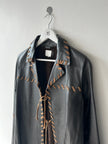 ITALIAN LABEL early 2000s OPEN FRONT LEATHER JACKET WITH WHIPSTITCH DETAILS