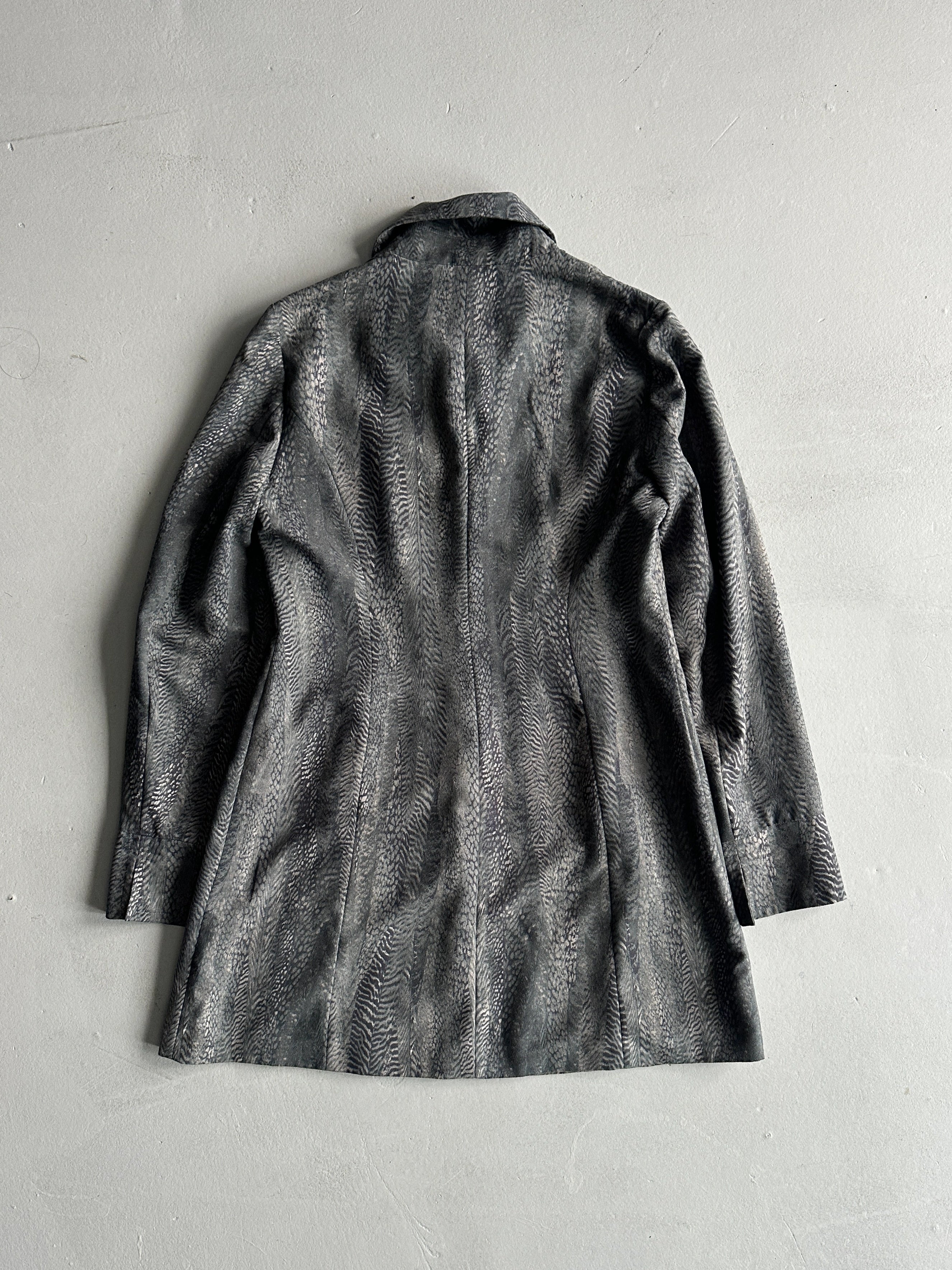 KENZO JUNGLE - 1980s ANIMAL PRINT SUEDE FINISH LONG JACKET