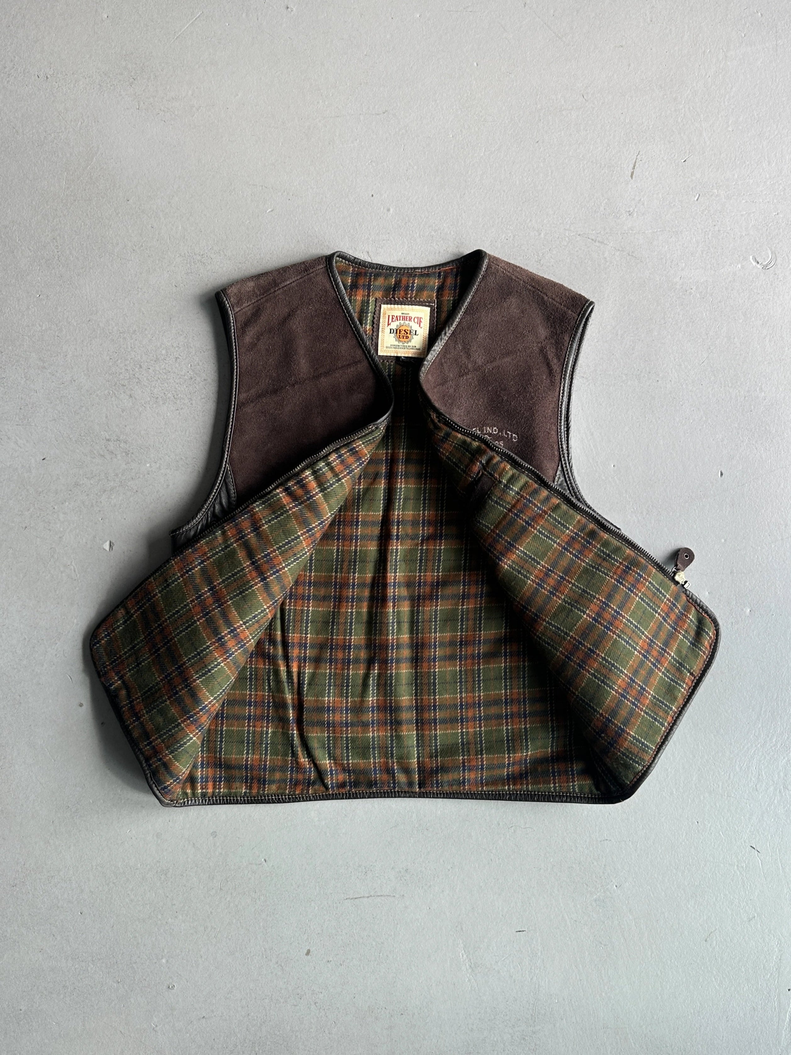 DIESEL - 1990s SUEDE ZIPPED VEST GILET JACKET
